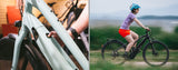 Left: Turing on an electric bike. Right: Biking along the Waterfront in Burlington, VT on an electric bike.