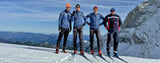 Stifel U.S. Cross Country Ski Team service technicians on the glacier: Left to right: Chris Hecker, Paul Choudoir (interviewee), Eli Brown and Oleg Ragilo.