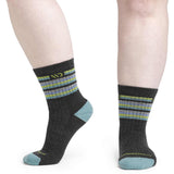Women's Multi Stripe Midweight Cushion Micro Crew Sock