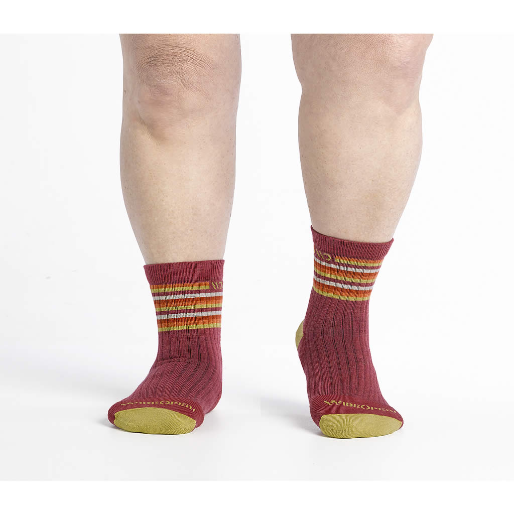 Women's Multi Stripe Midweight Cushion Micro Crew Sock