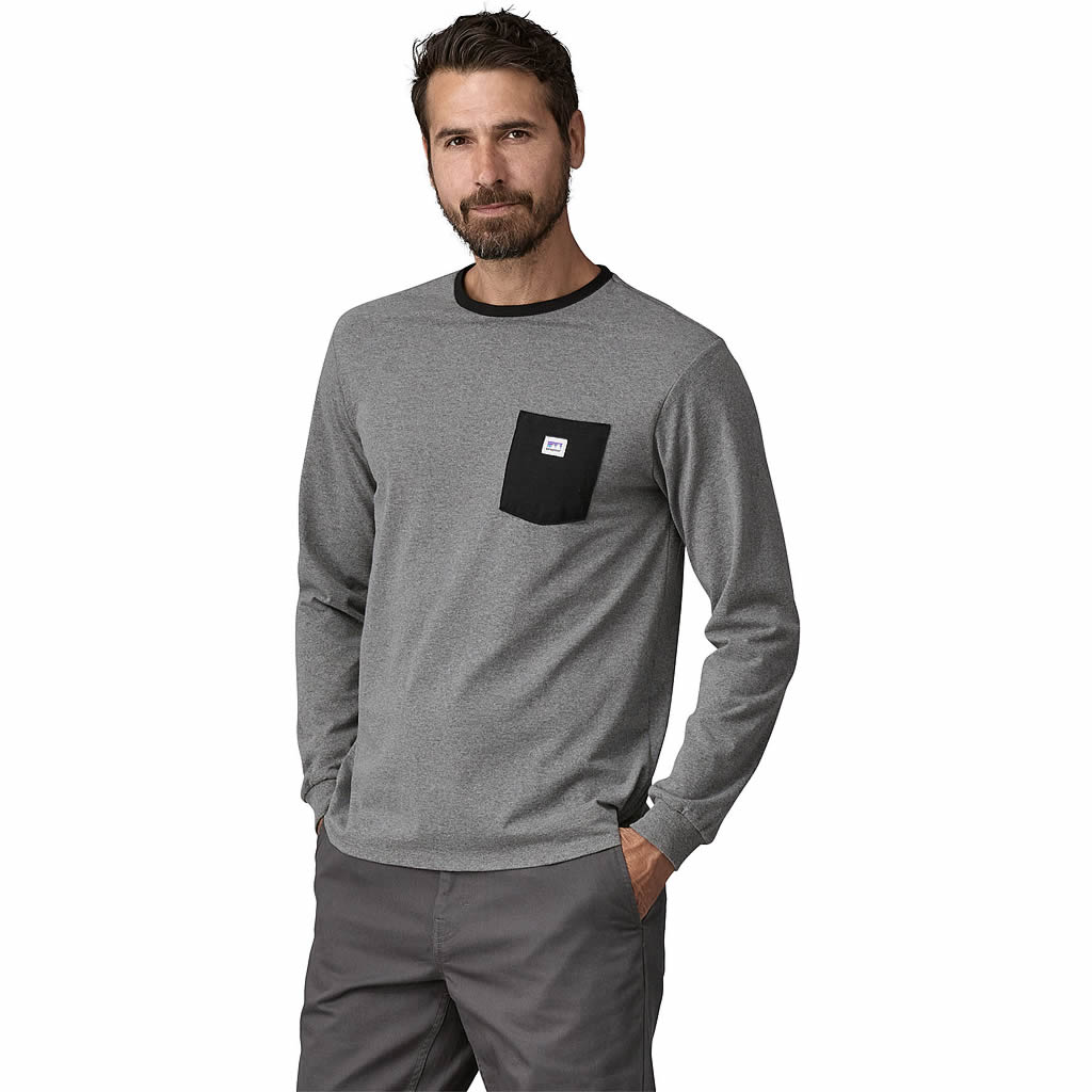 Patagonia Long-Sleeved Shop Sticker Pocket Responsibili-Tee