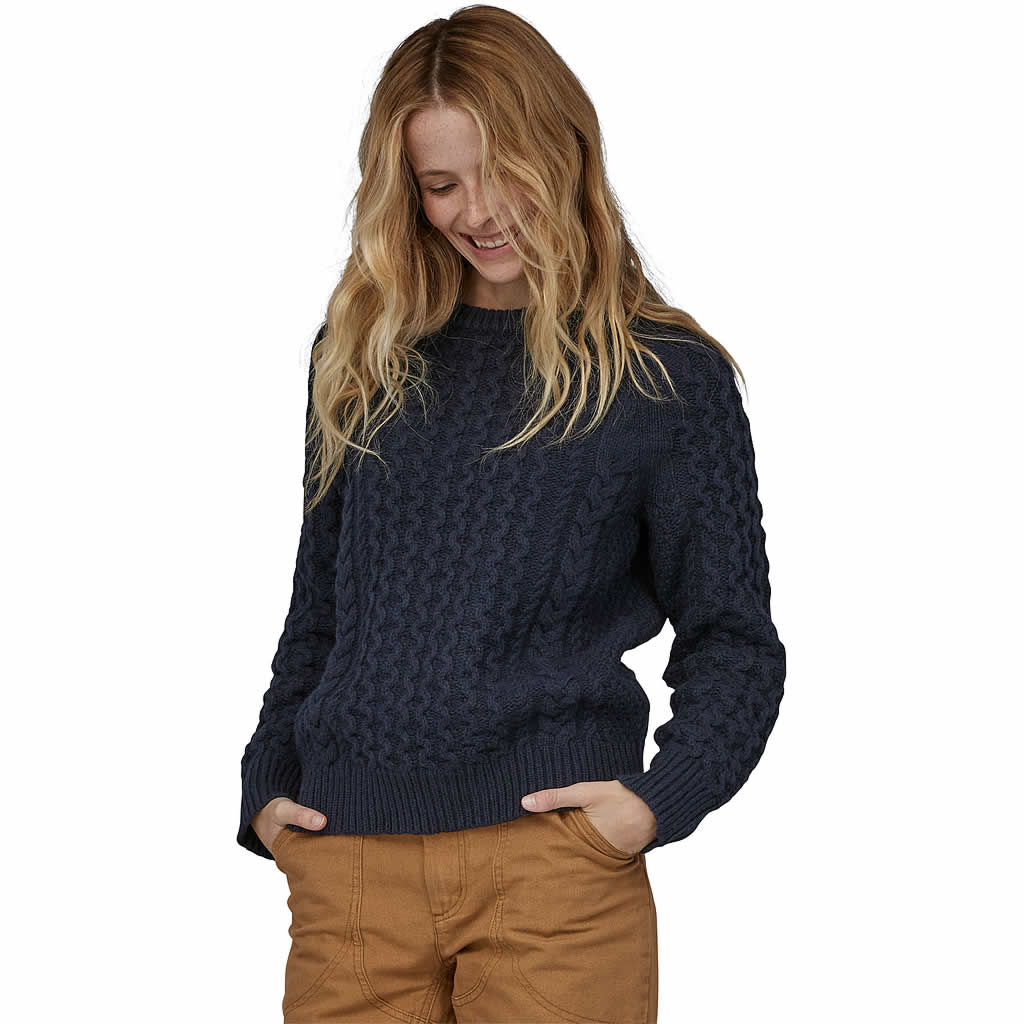 Patagonia Recycled Wool-Blend Cable Knit Crewneck Sweater