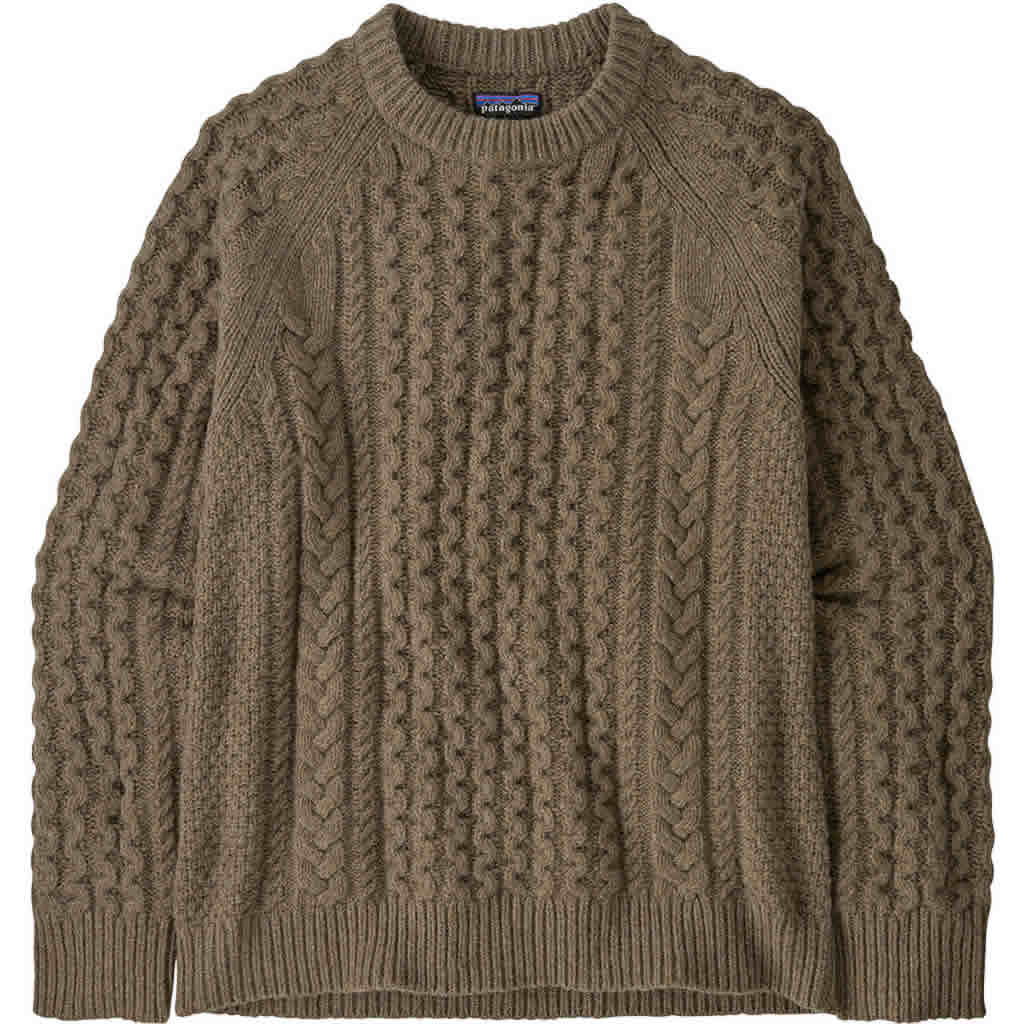 Recycled Wool-Blend Cable Knit Crewneck Sweater