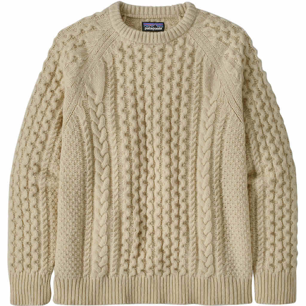 Recycled Wool-Blend Cable Knit Crewneck Sweater
