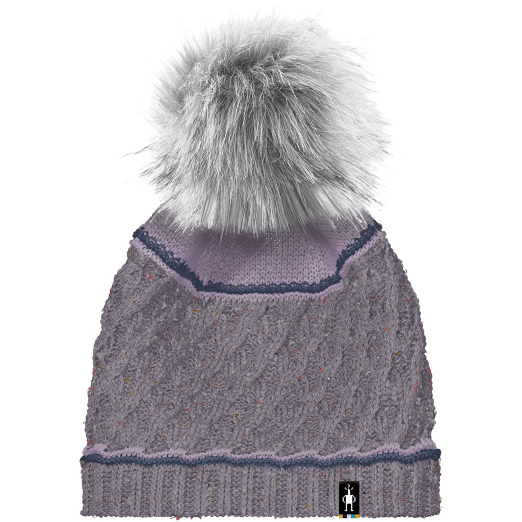 Cable Knit Colorblock Pom Beanie